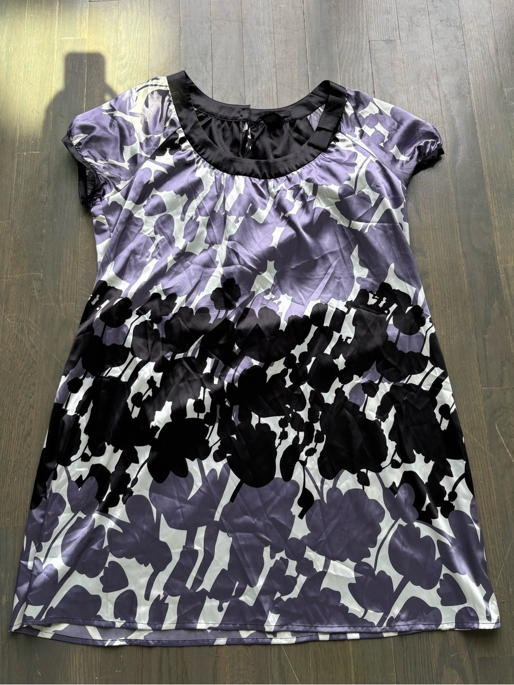 Purple and Black Floral Shift Dress